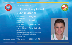 UEFA B-licenszes edz lett Biegner Dniel